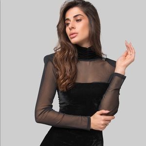Velvet Midi Dress in Black color